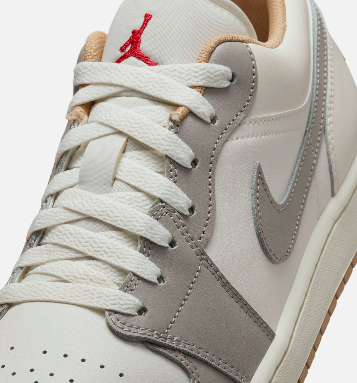 Air Jordan 1 Low Men's Lifestyle Shoes - Sail/Fire Red/College Grey/Hemp