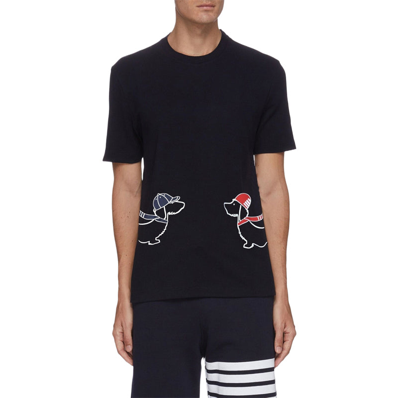 Men's Classic Four-Bar Couple Puppy Dog T-Shirt - 100% Cotton Made in Japan | Thom Browne