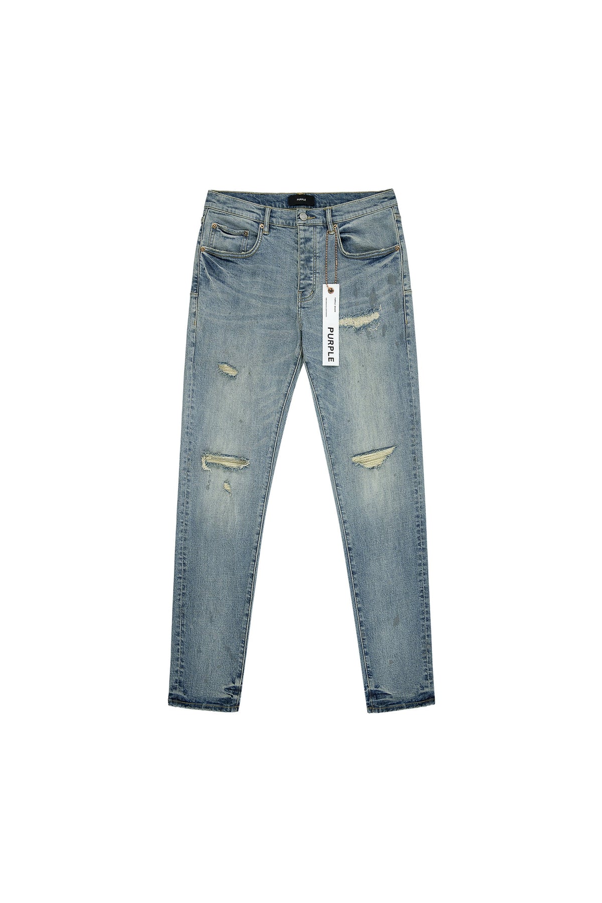 P001 Worn Indigo Slashed Paint
