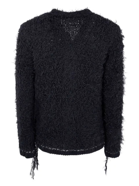 sacai frayed-hem button cardigan