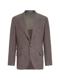Brunello Cucinelli comfort wool and cashmere Prince of Wales flannel deconstructed Cavallo blazer