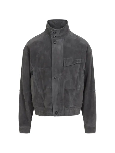 Giorgio Armani suede-finish button-up leather jacket