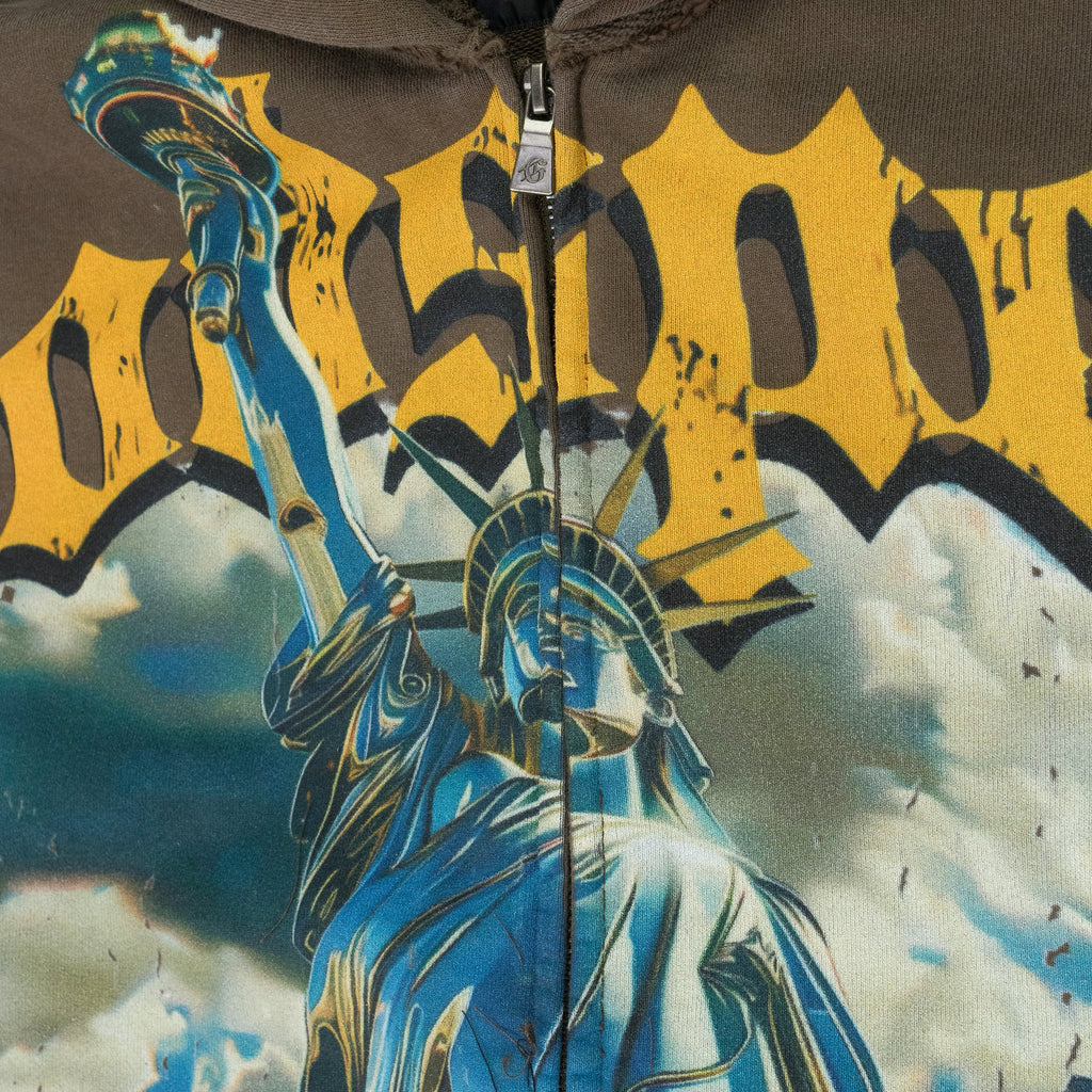 Brown Chrome Liberty Zip Hoodie V2