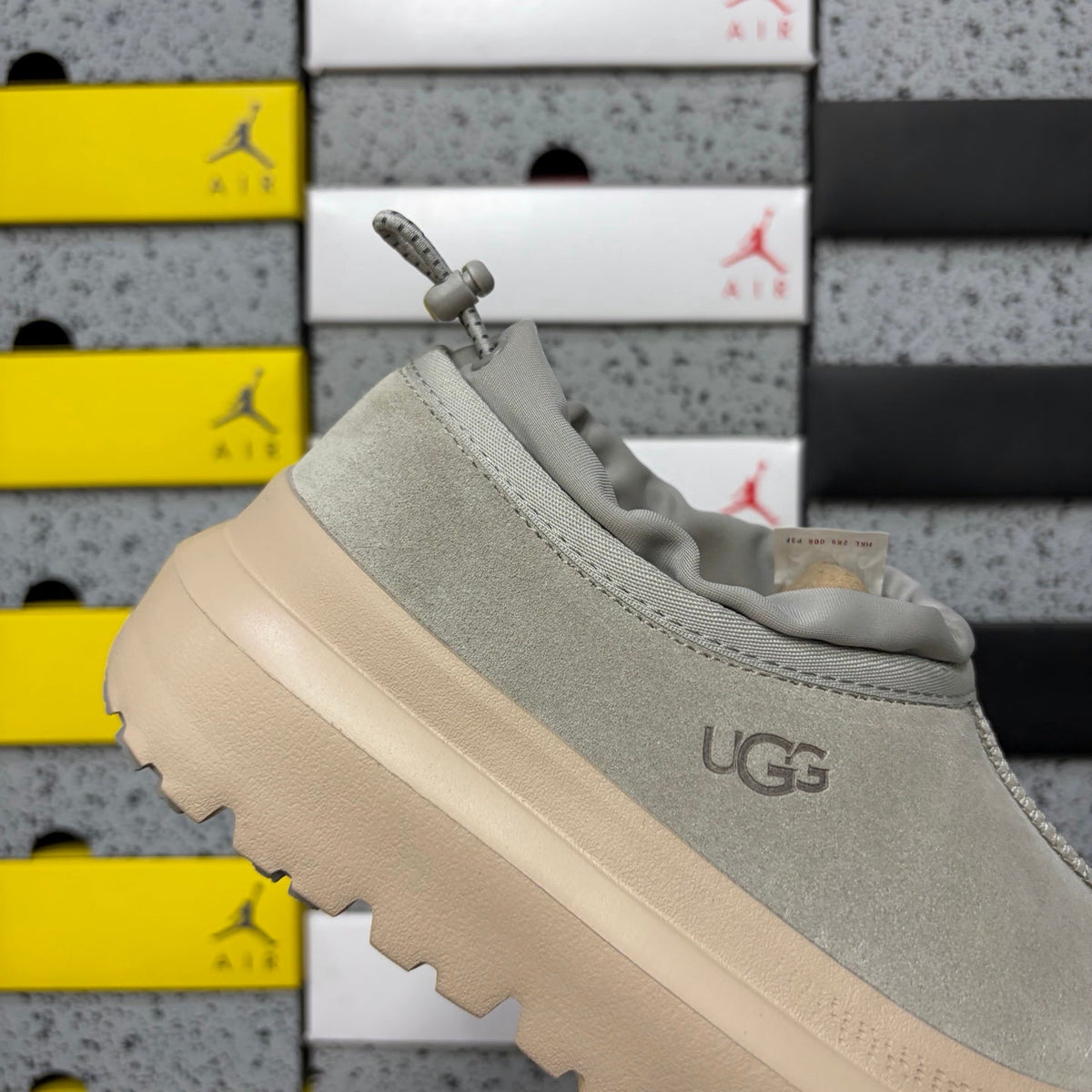 UGG Tasman Weather Hybrid Slip-On – Waterproof Suede Shoe with Shearling Lining, Drawstring Collar & All-Terrain Lug Sole in Grey