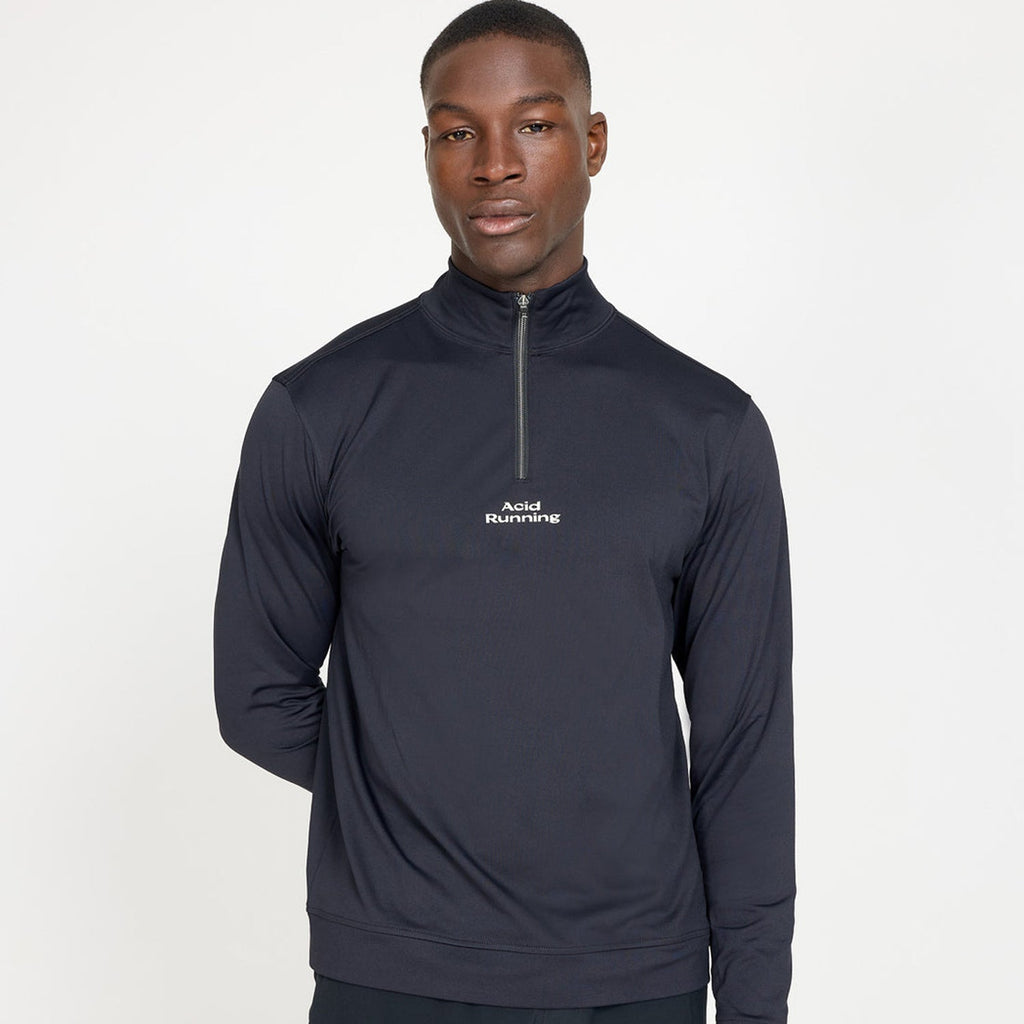 Acid Running Logo Quarter Zip: Black