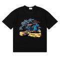 Rhude Tropical Beach Hut Palm Tree Retro Black Oversized T‑Shirt