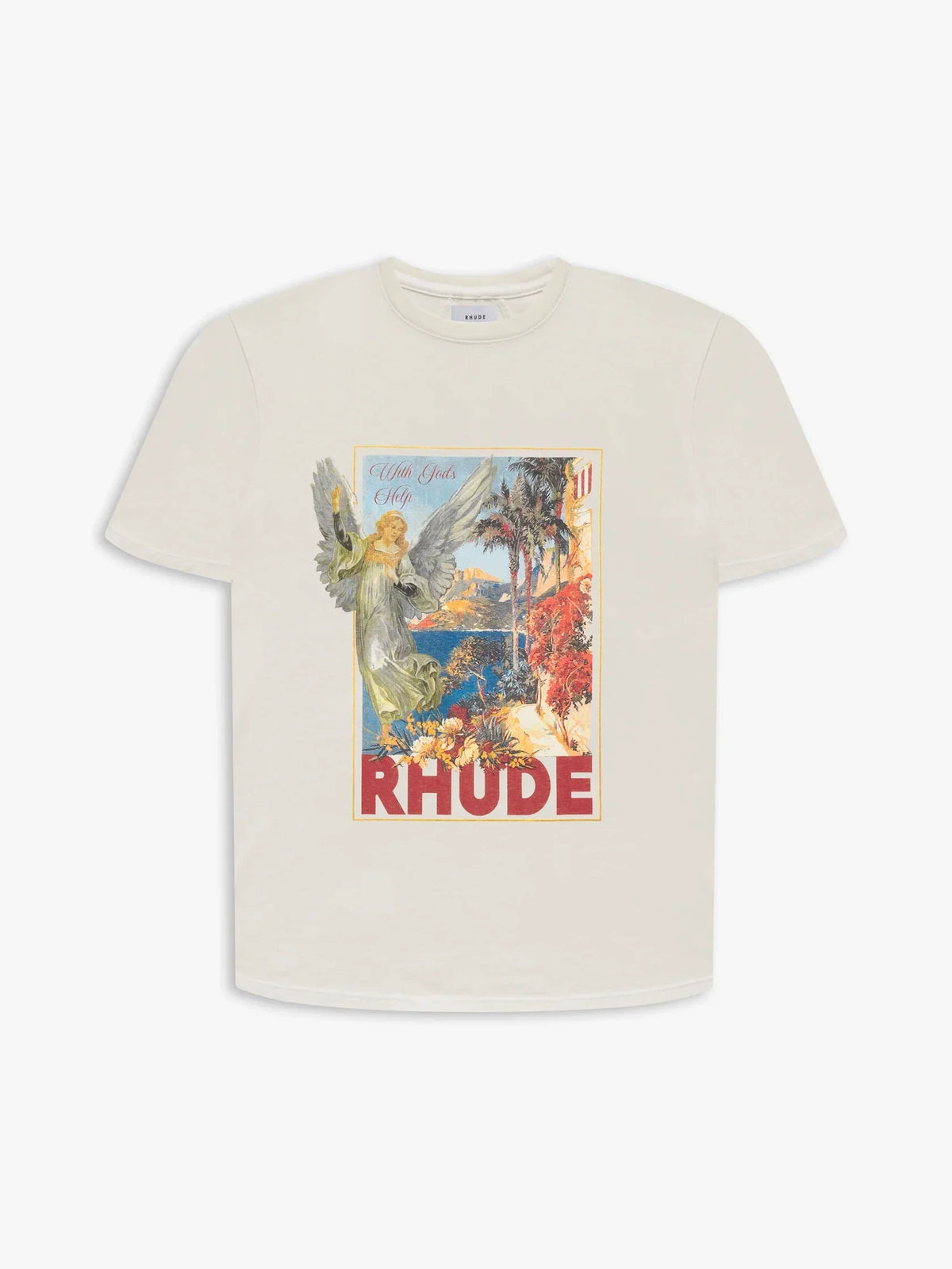 Rhude Angel Scenic Vintage Poster Oversized T‑Shirt Off‑White