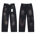 Vale Forever Black Faded Embroidery Splash Wide Leg Jeans
