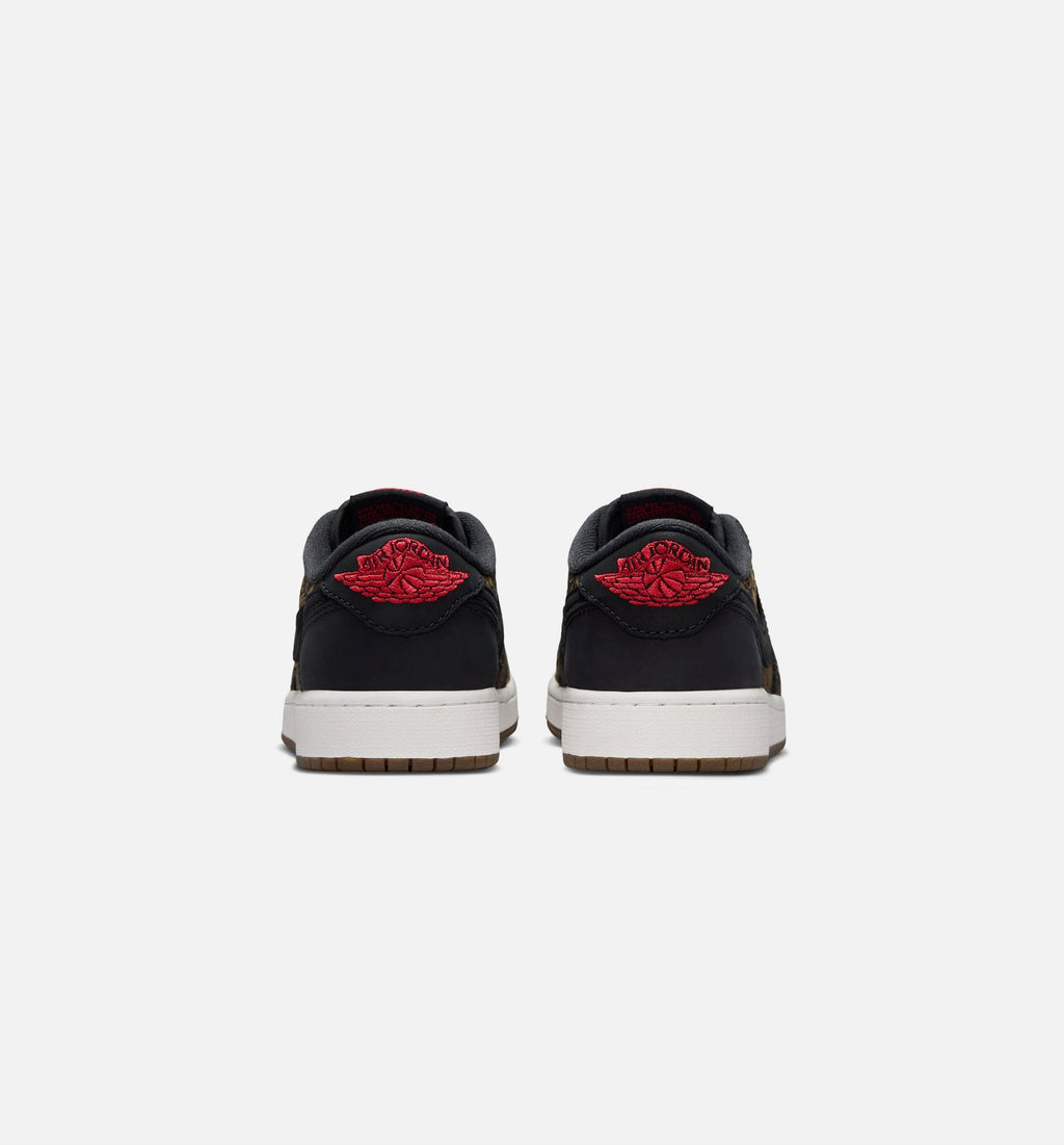 Air Jordan 1 Retro Low OG Laser Black And Varsity Red Grade School Shoes - Black Varsity Red White