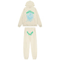 Sp5der Cream Graphic Hoodie & Sweatpants Matching Set