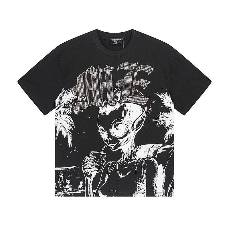 Mixed Emotions Alien Palm Tree Graphic T-Shirt