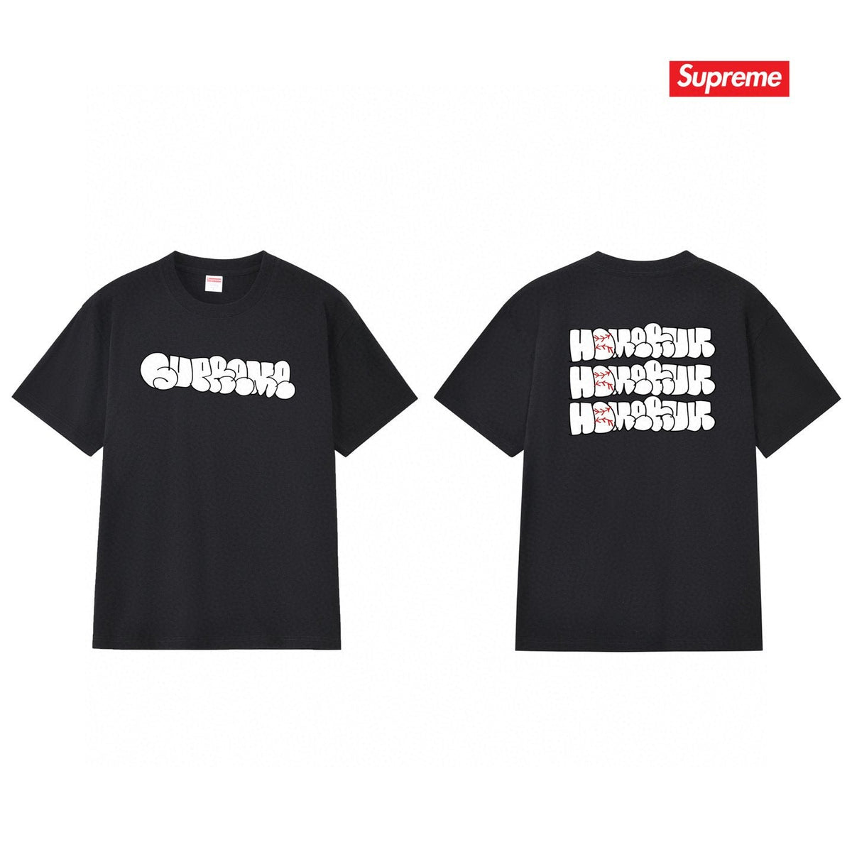 Supreme Homerun Baseball-Stitch Graphic T-Shirt