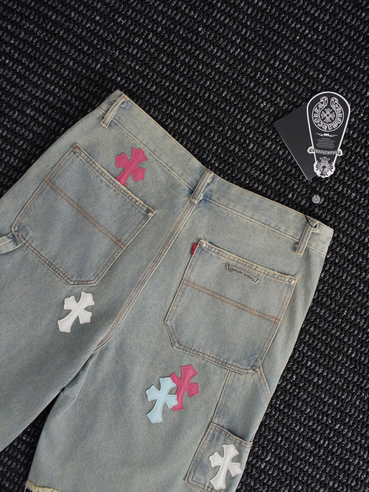 Chrome Hearts Cross Patch Light Blue Denim Shorts
