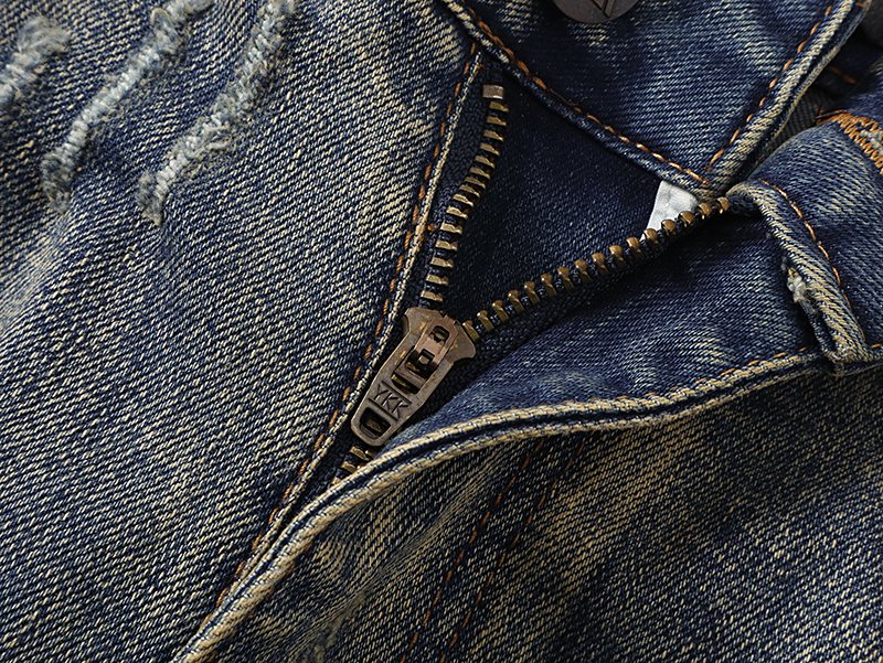 VALABASAS Washed Distressed Blue Jeans with Rear Patch