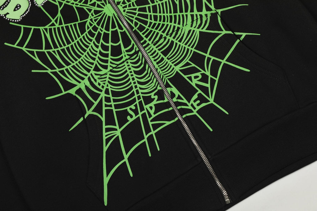 Sp5der Black Spiderweb Zip Hoodie