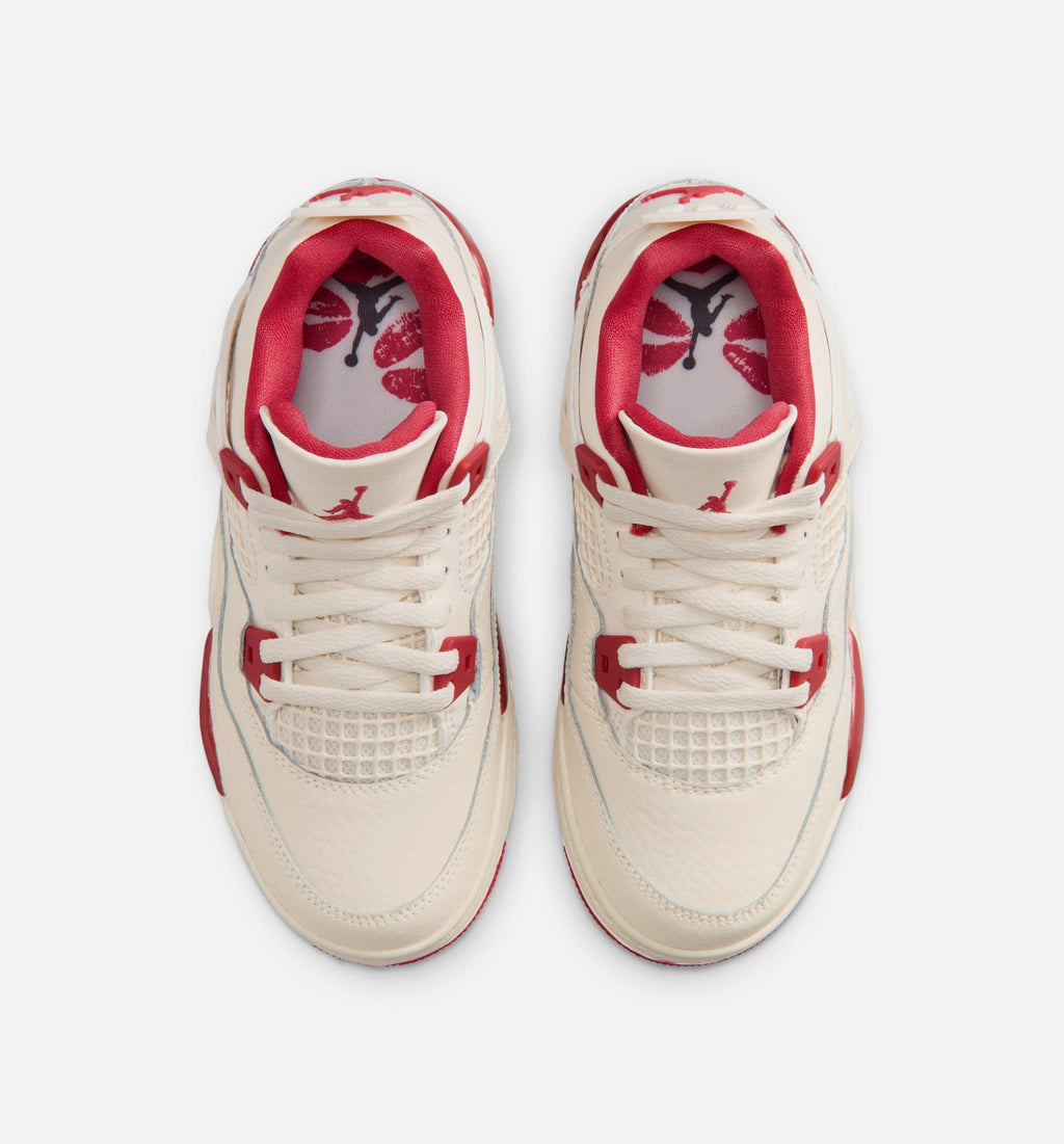 Air Jordan 4 Retro Valentine’s Day Preschool – Pale Ivory/Sierra Red/Tough Red