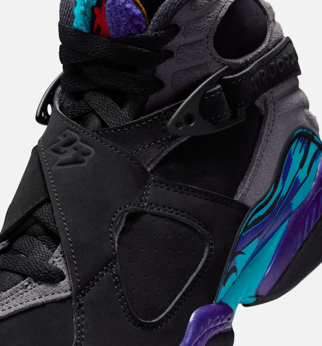 Air Jordan 8 Retro Aqua Grade School Lifestyle Shoe - Black/Bright Concord/Multi Color