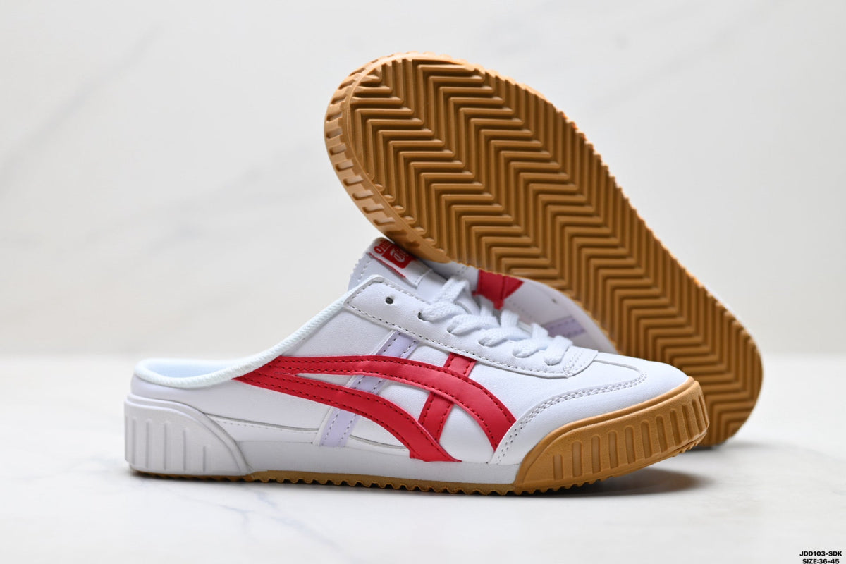 Onitsuka Tiger Retro Low Top White Red Gum Unisex Shoes Style 01