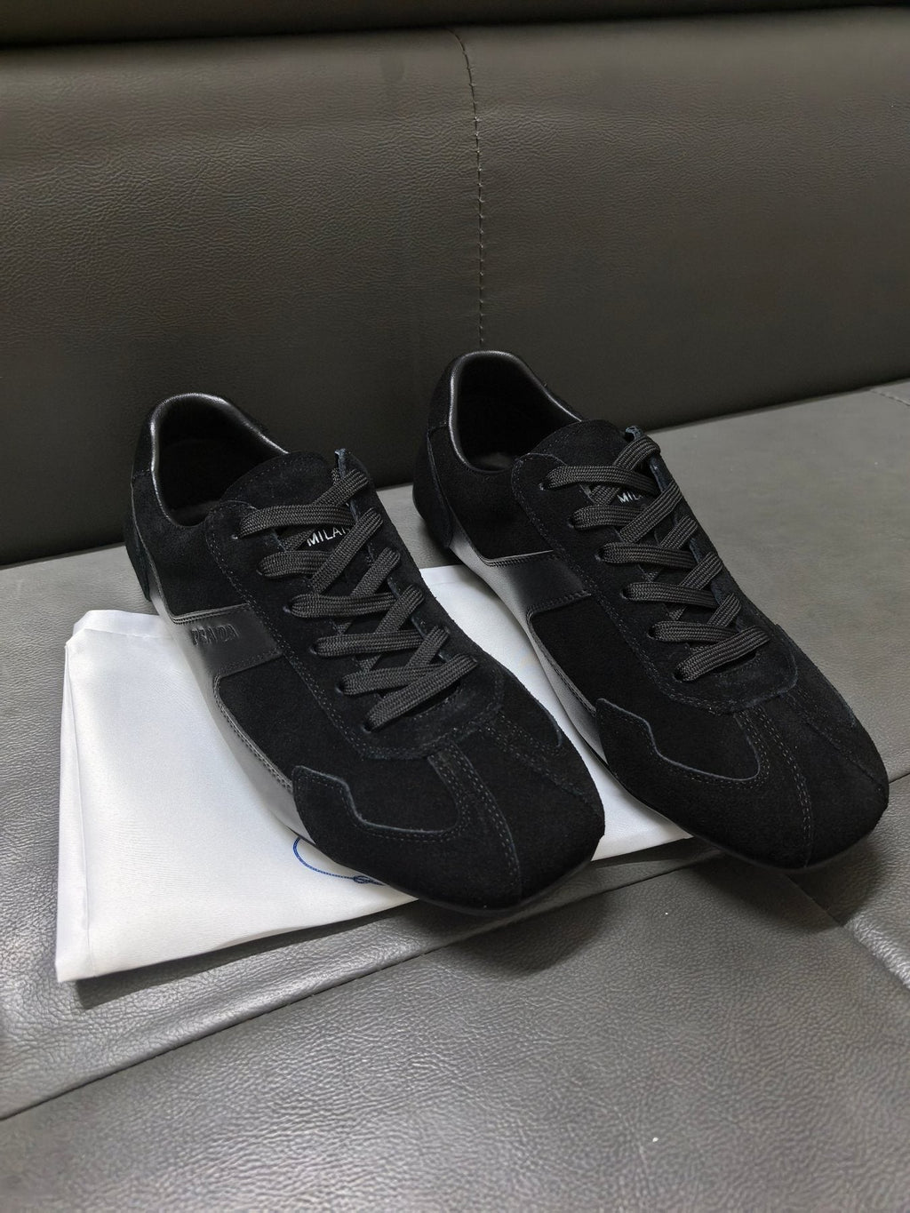 Prada Men's Black Low-Top Sneakers - Black Tonal Upper And Laces