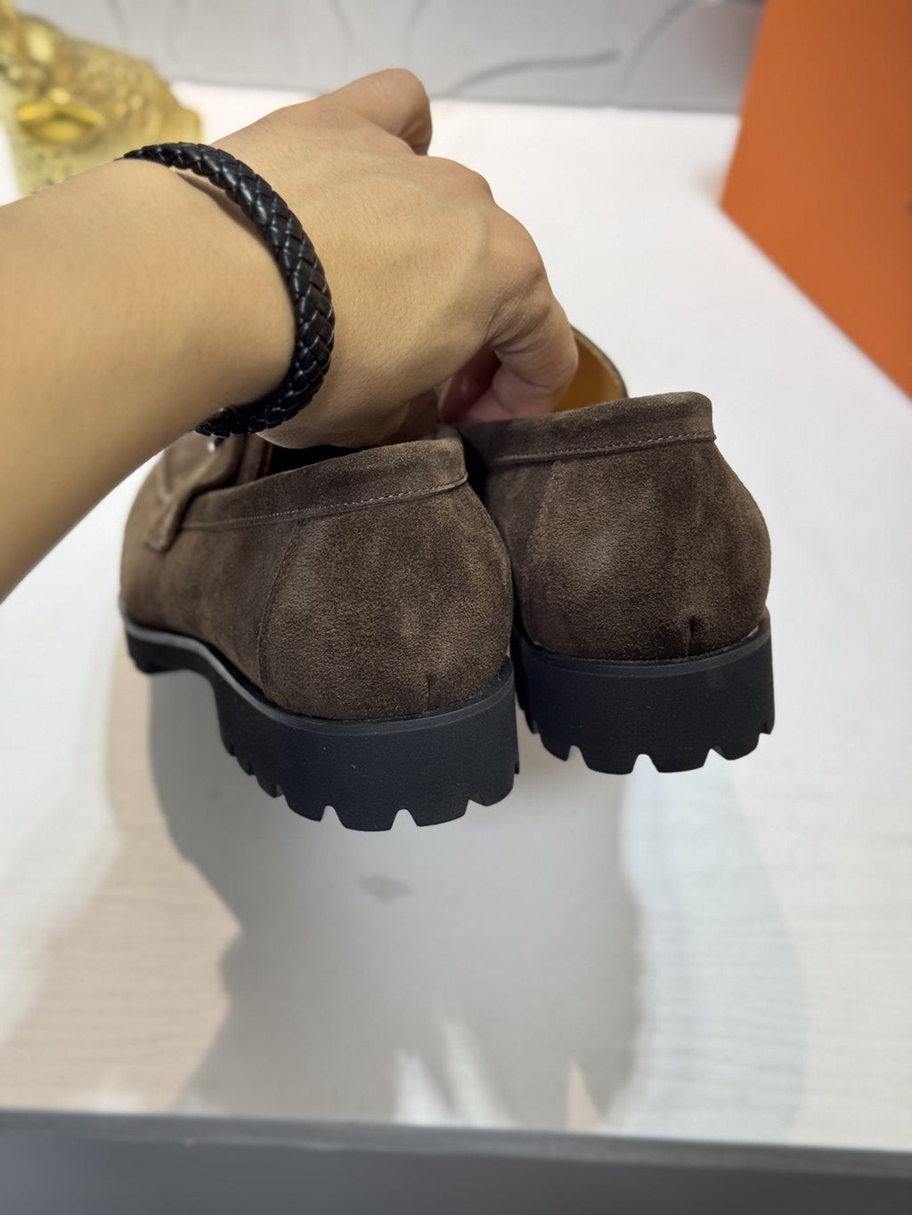 Hermès Men's Dark Brown Lug-Sole Loafers