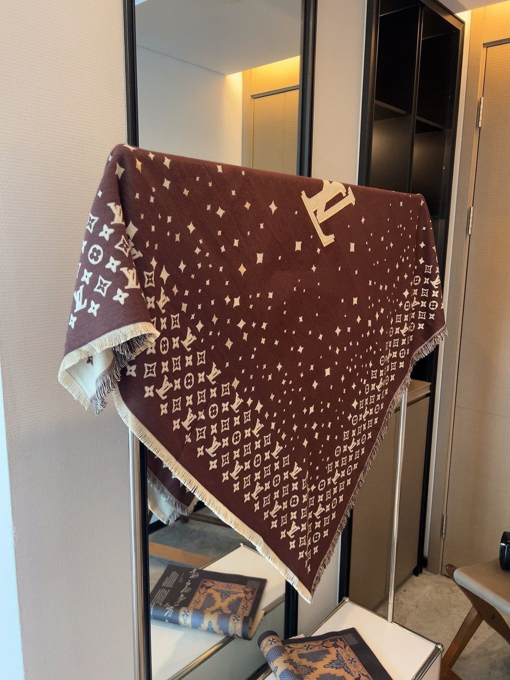 Louis Vuitton Brown Fringe Shawl