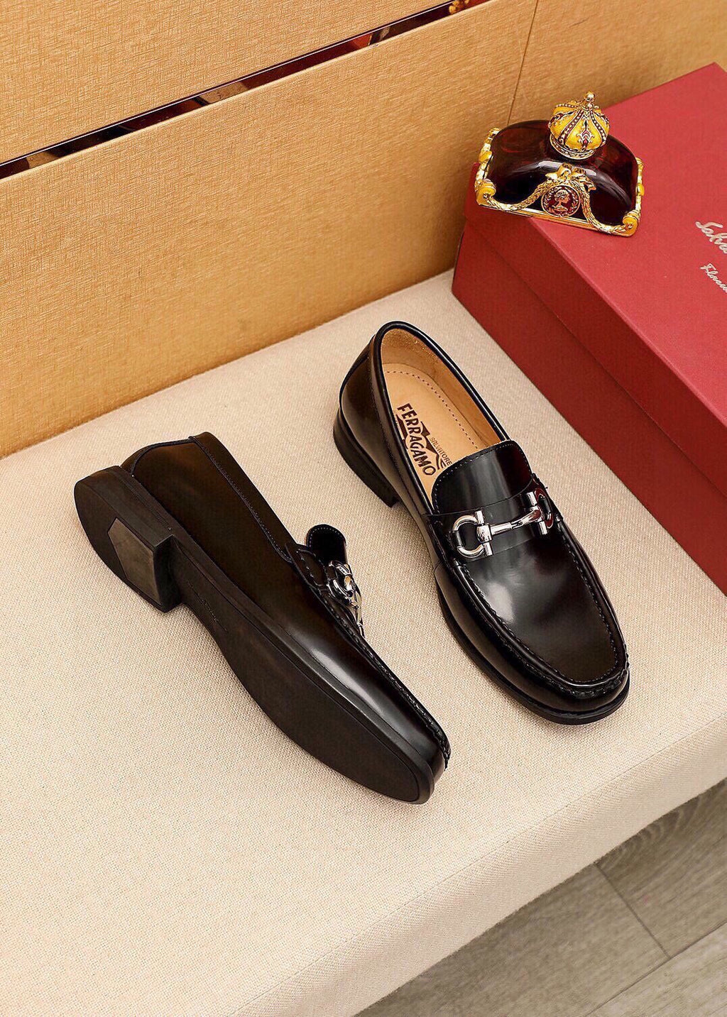 Ferragamo Black Metal-Bit Loafers - Stacked Heel