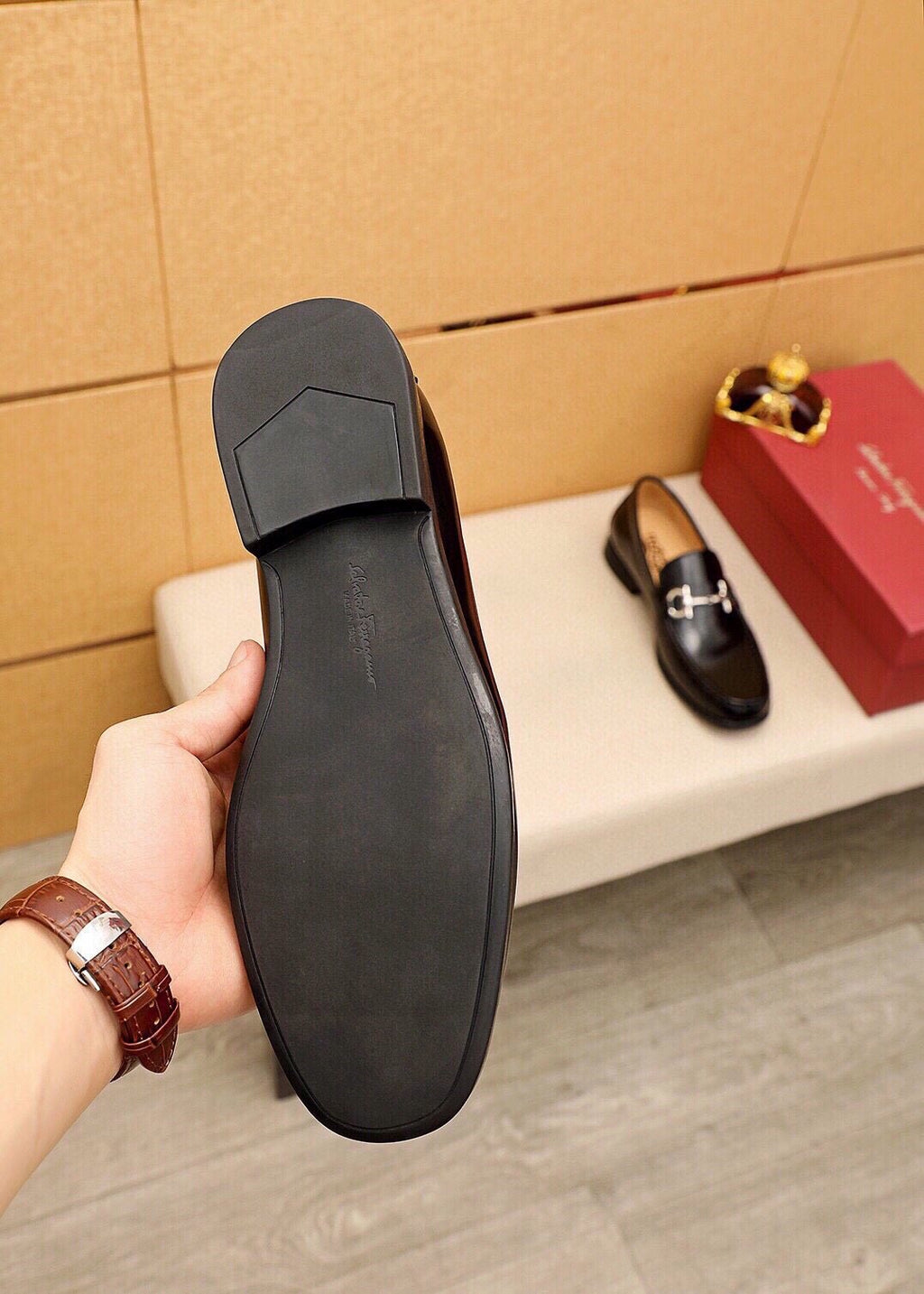 Ferragamo Black Metal-Bit Loafers - Stacked Heel