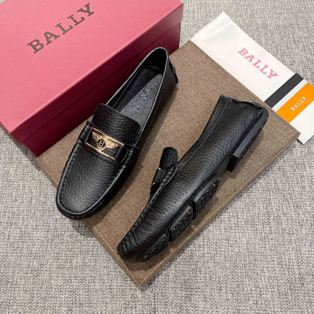 Bally Men's Black Textured Slip-On Loafers