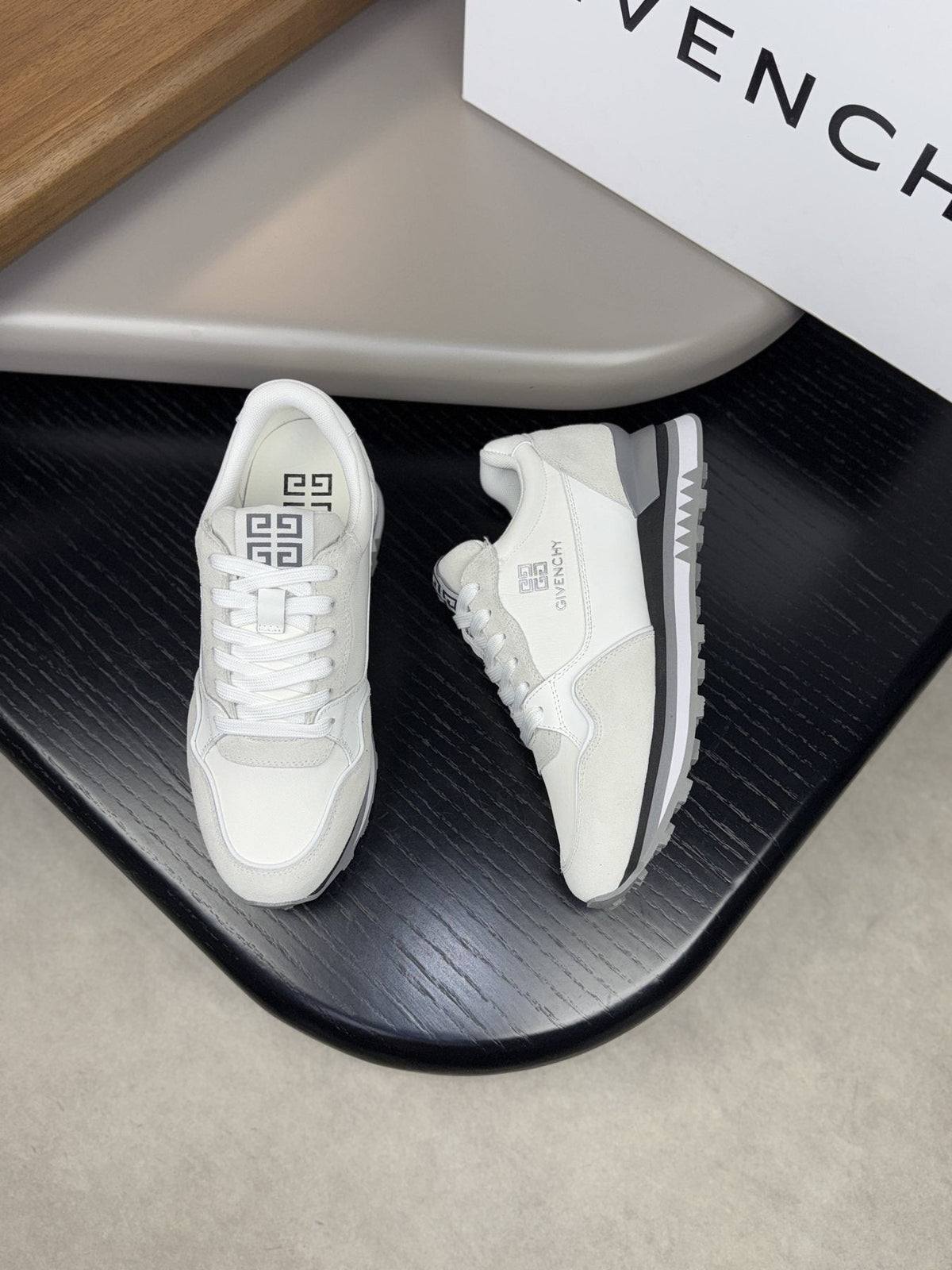 Givenchy White and Light Gray Low-Top Sneakers