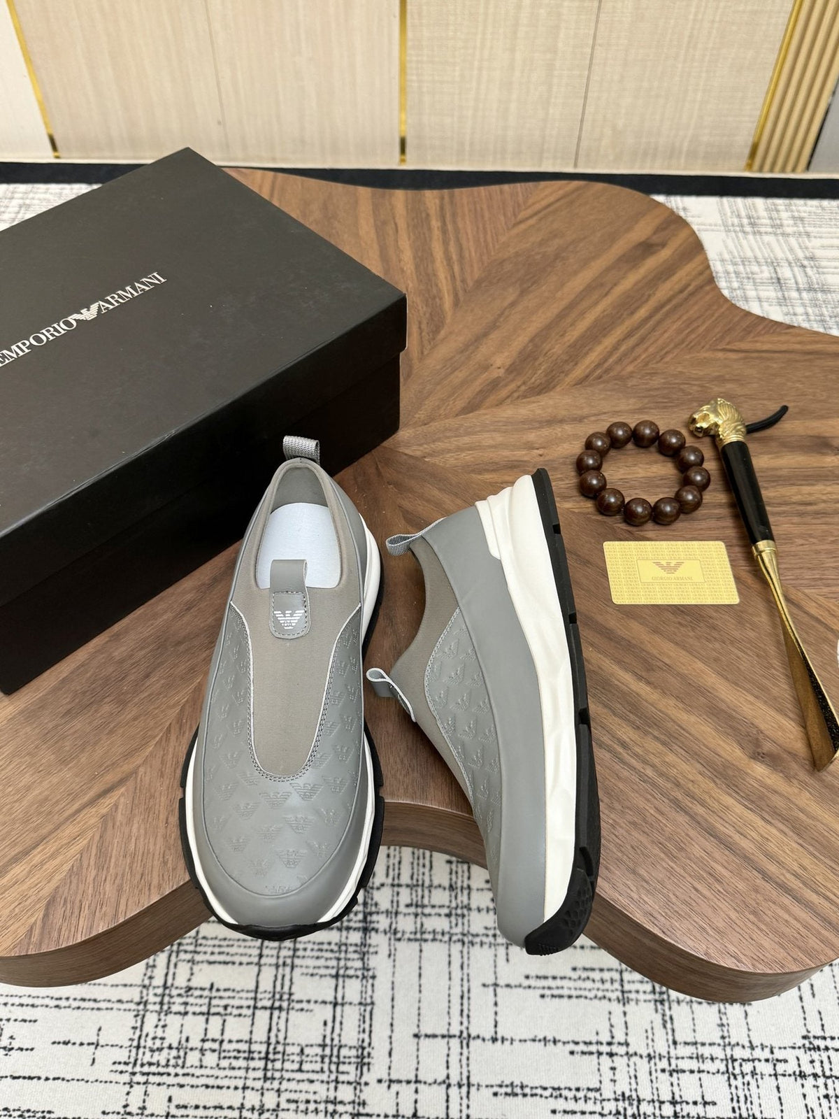 Emporio Armani Gray Slip-On Sneakers