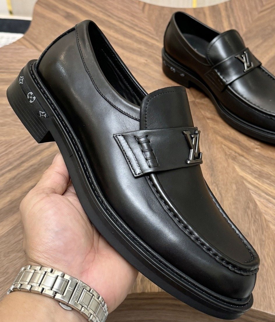 Louis Vuitton Black Metal Hardware Loafers