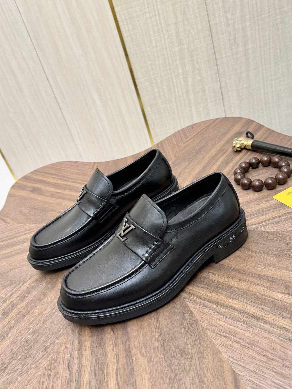 Louis Vuitton Black Metal Hardware Loafers