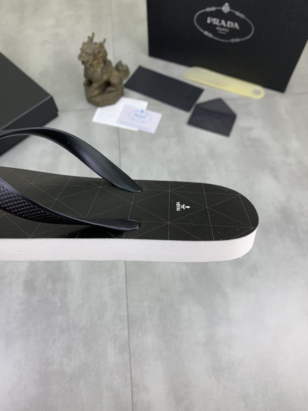 Prada Dark Gray and Black Flip-Flops
