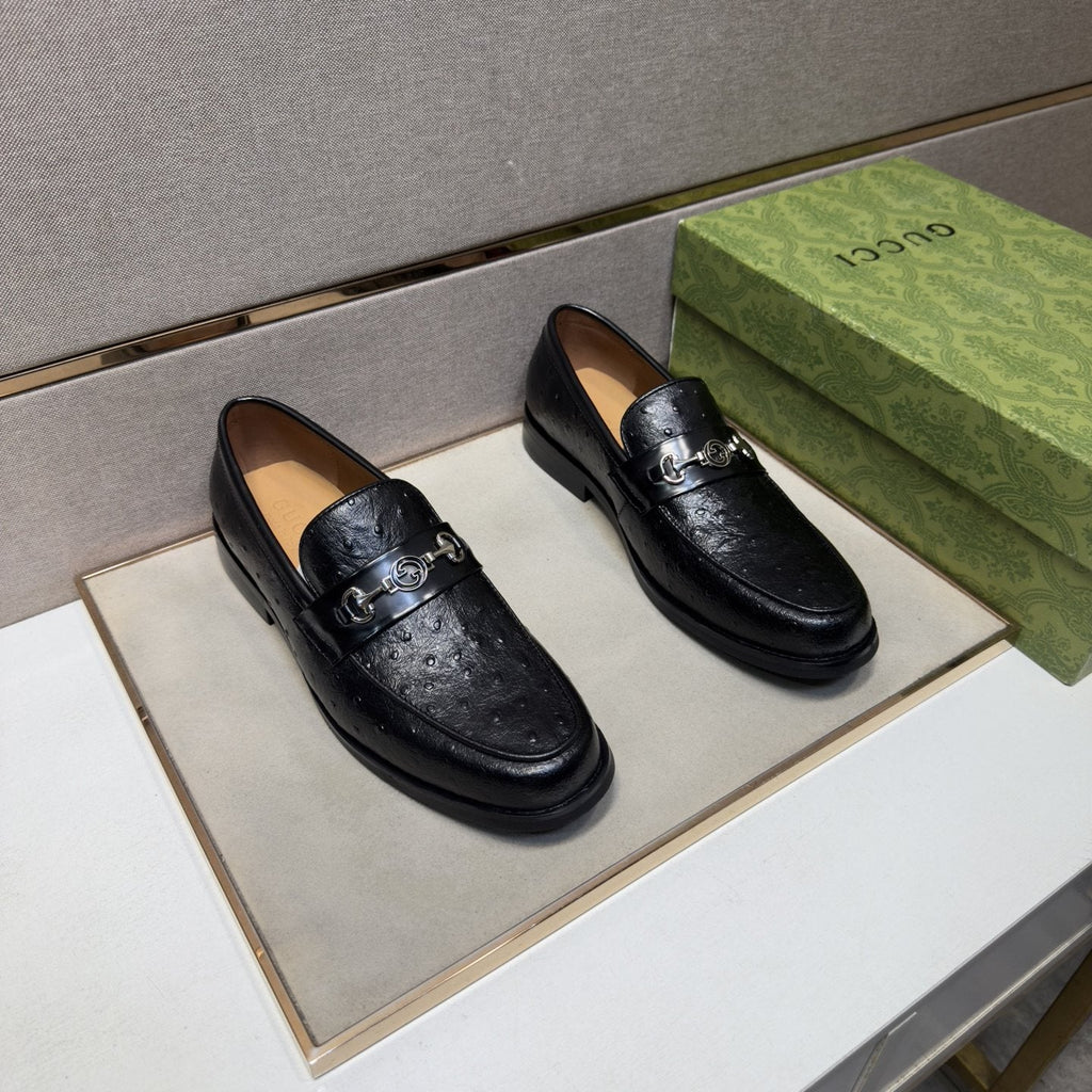 Gucci Men's Black Textured Bit Loafers