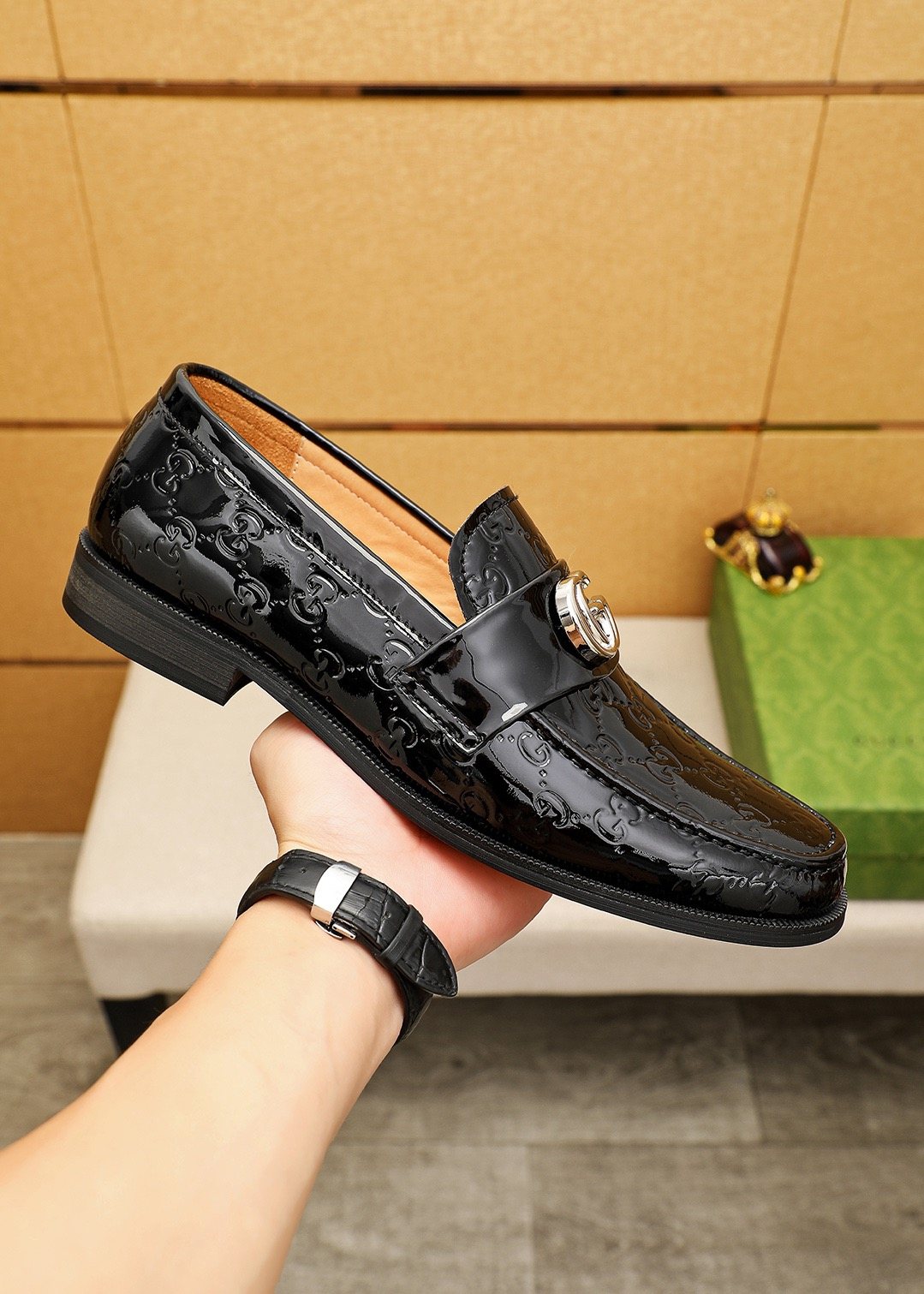 Gucci Black Glossy Loafers
