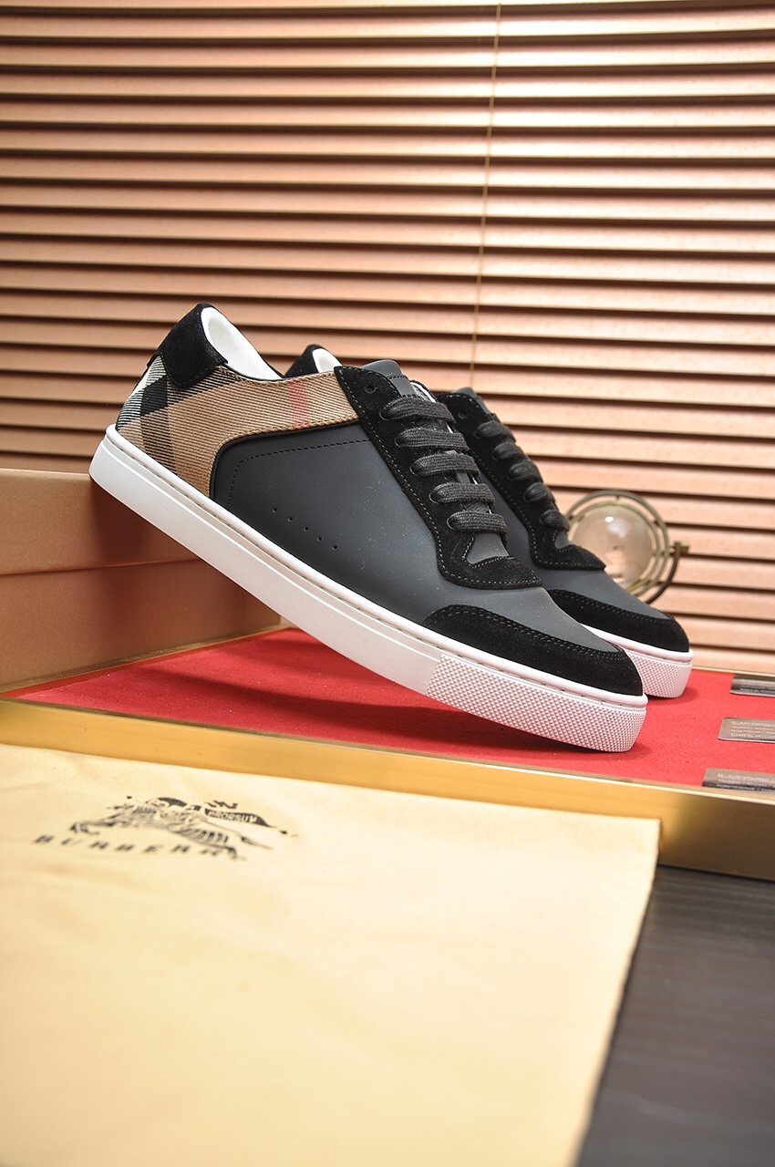 Burberry Check Heel Low-Top Sneakers - White Sole