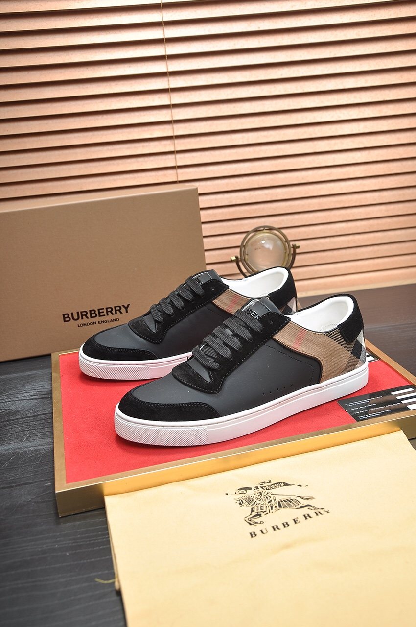 Burberry Check Heel Low-Top Sneakers - White Sole