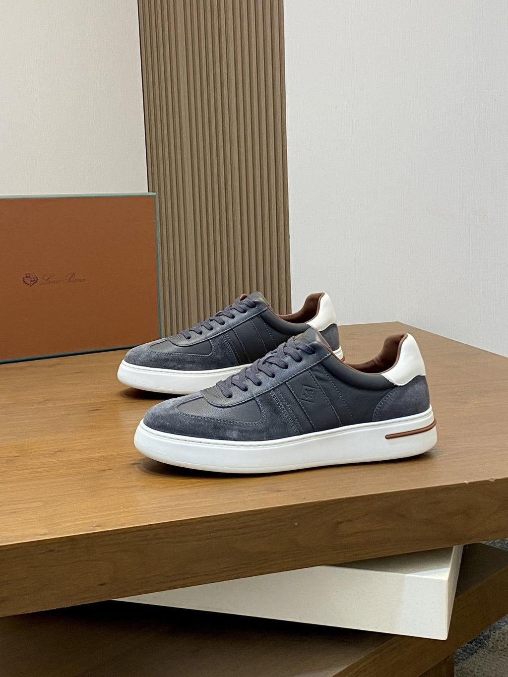 Loro Piana Men's Low-Top Sneakers - Layered Side Panels And Textured Detailing