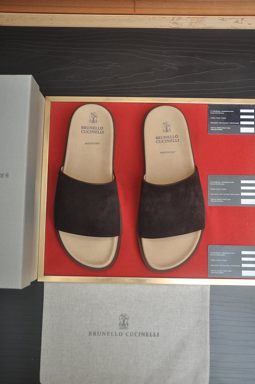 Brunello Cucinelli White Slide Sandals