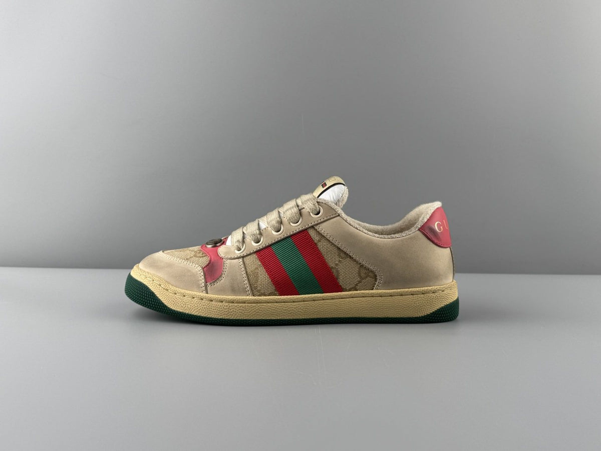 Gucci Beige Stripe Low-Top Sneakers