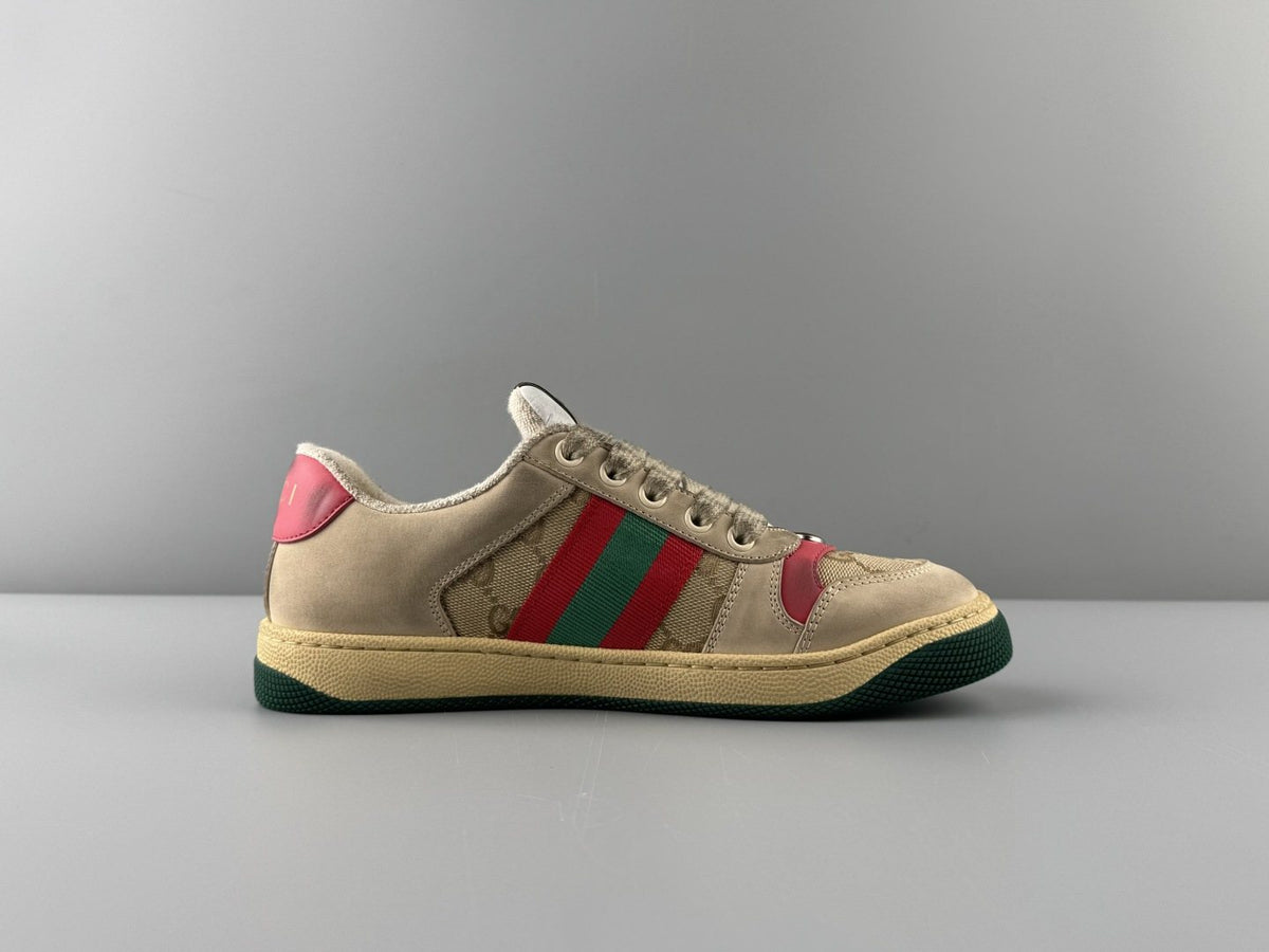 Gucci Beige Stripe Low-Top Sneakers