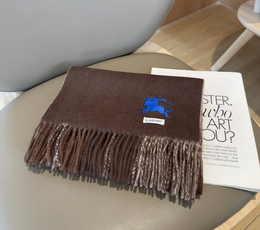 Burberry Reversible Plaid Fringed Scarf