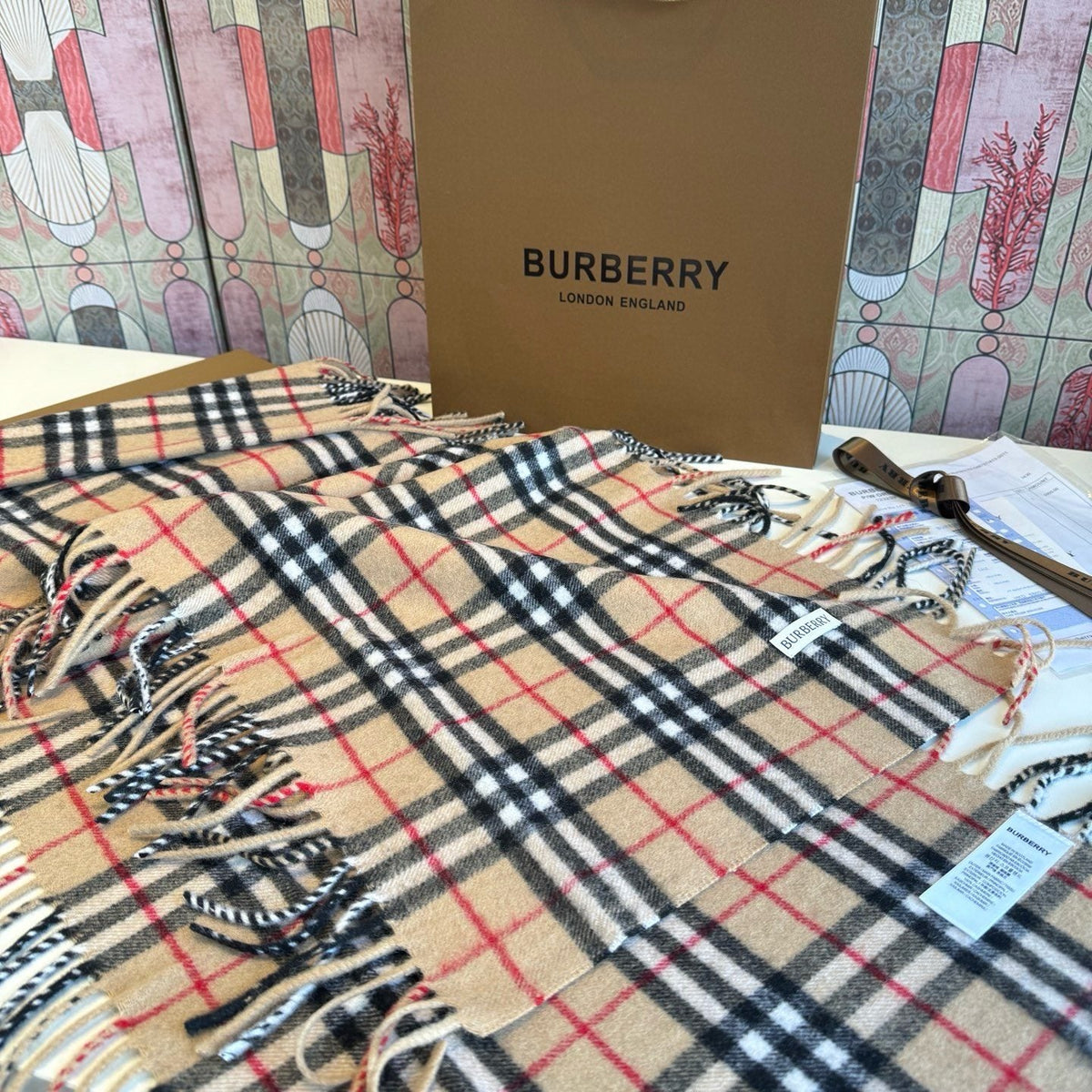 Burberry Plaid Fringe Scarf