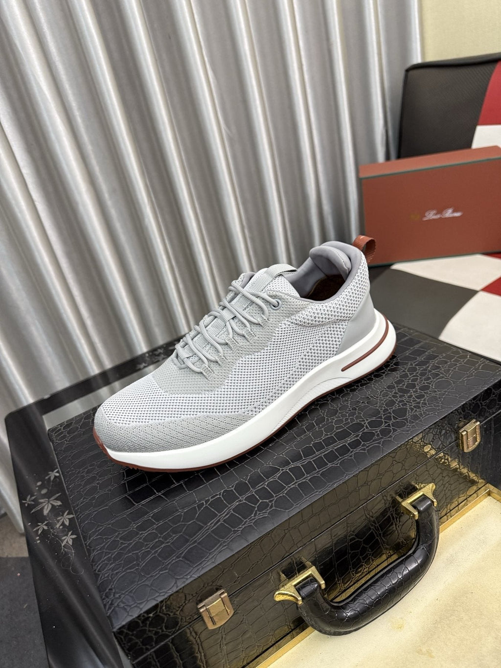 Knit Lace-Up Sneakers