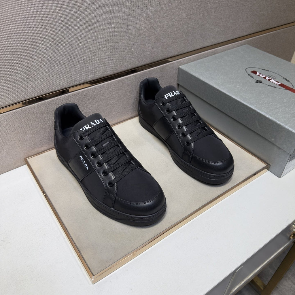 Prada Men's Low-Top Lace-Up Sneakers - Paneled Upper
