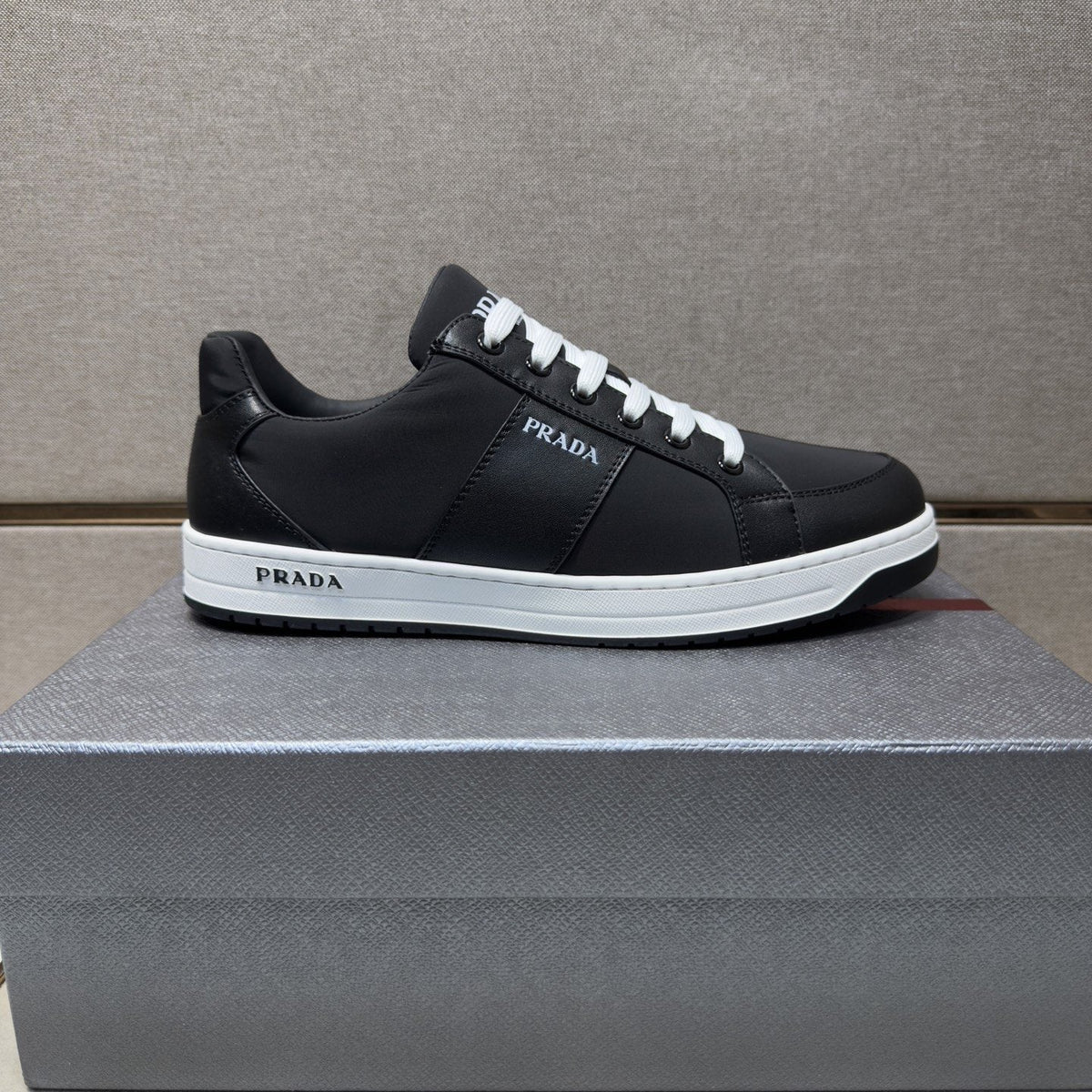 Prada Men's Low-Top Lace-Up Sneakers - Paneled Upper