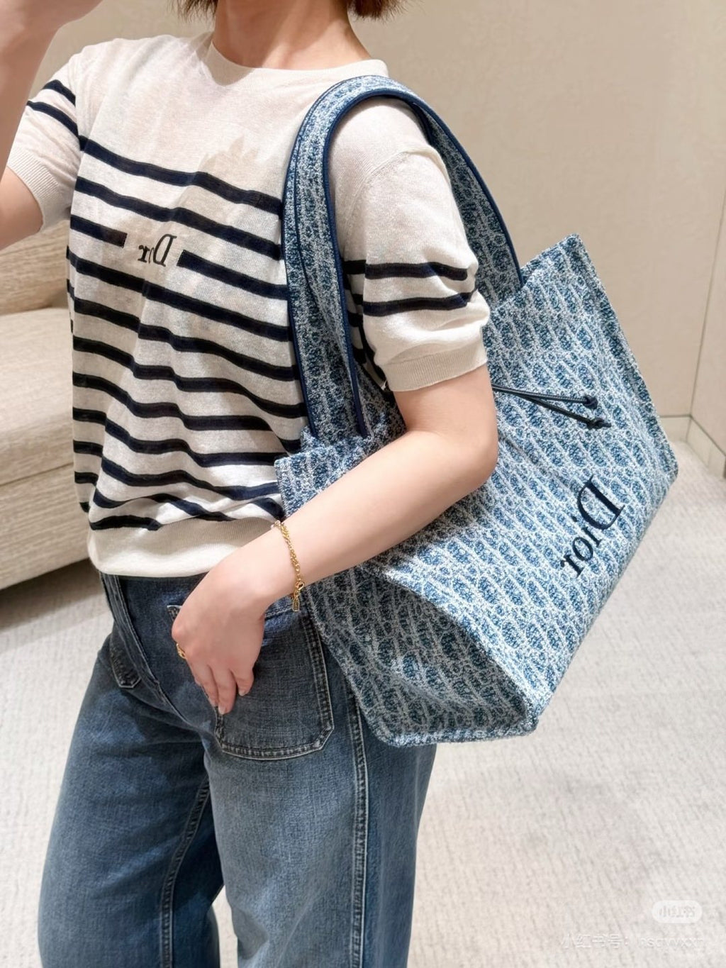Dior Book Tote Blue Monogram Tote Bag