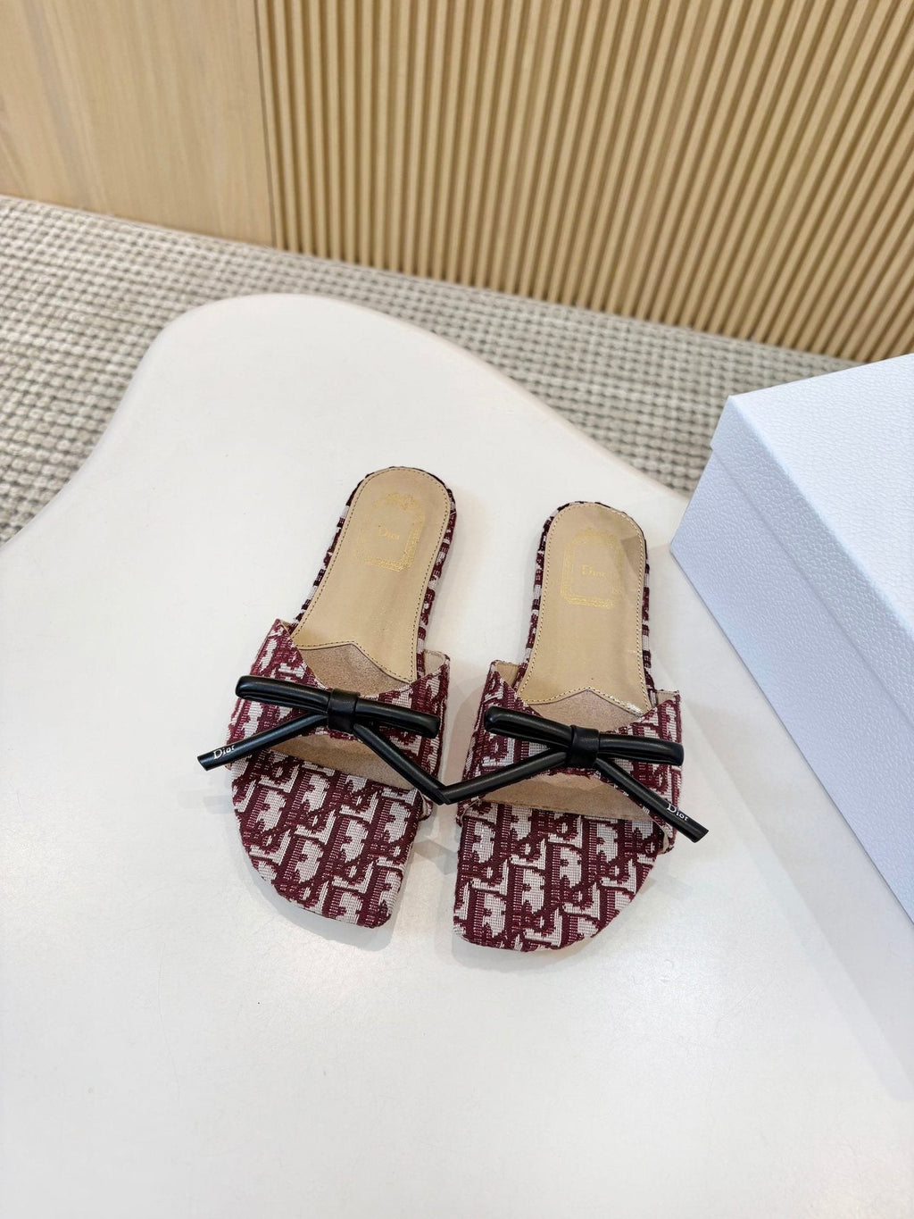Dior Bow Flat Mule Sandals